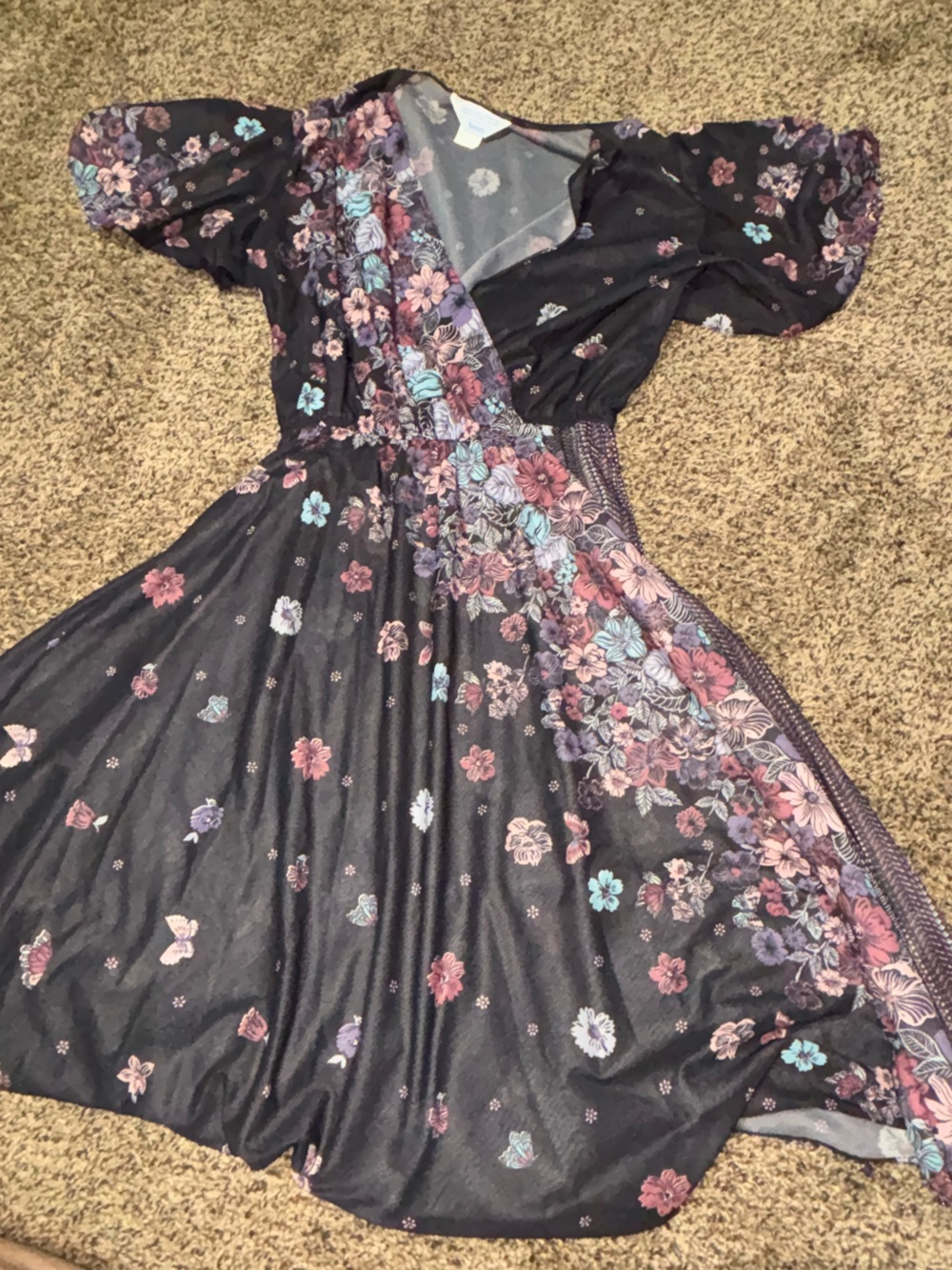 Sears Gray Dress with Pink Floral Accents